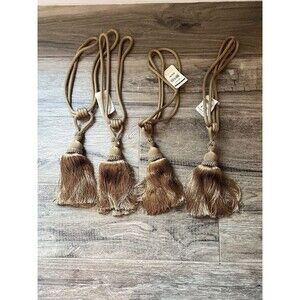 LOT OF 4 VINTAGE Luxury Tassel Drapery Curtain Gold Rope Tieback Holdbacks NWT